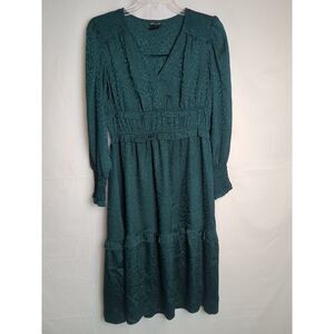 Kate And Lily Emerald Green Tiered Flowy Maxi Prairie Dress Stretchy Women's 4